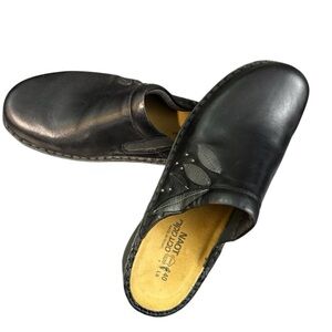 Naot Black Leather Slip-On Shoes